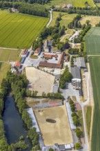 Aerial view, equestrian centre Reiterverein Balve, Schloss Wocklum, Balve, Sauerland, North