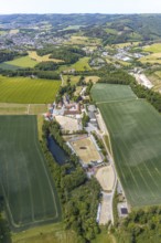 Aerial view, equestrian centre Reiterverein Balve, Schloss Wocklum, Balve, Sauerland, North