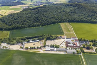 Aerial view, equestrian centre Reiterverein Balve, Schloss Wocklum, Balve, Sauerland, North