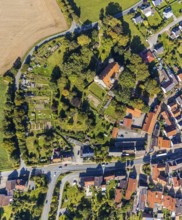 Aerial view, Barntrup Castle with corner towers, Barntrup, East Westphalia-Lippe, North