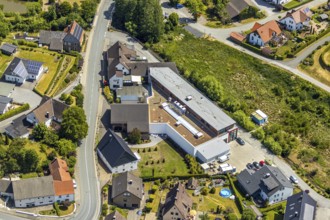 Aerial view, Goldbäckerei Grote GmbH, Sunderner Straße, Balve, Sauerland, North Rhine-Westphalia,