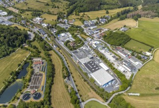 Aerial view, industrial area Helle, Chemische Fabrik Wocklum Gebr. Hertin, Glärbach, Ruhrverband