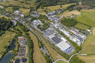 Aerial view, industrial area Helle, Chemische Fabrik Wocklum Gebr. Hertin, Glärbach, Ruhrverband
