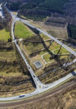 Aerial view, federal road B480n, Ruhrtalbrücke Bermecke, feeder road B7, Bestwig, North