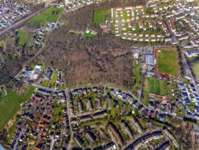 Aerial view, former area of the Roman camp Bergkamen, Oberaden, Bergkamen, Ruhr area, North