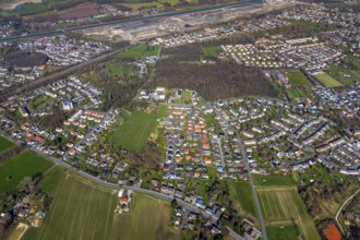 Aerial view, former area of the Roman camp Bergkamen, Oberaden, Bergkamen, Ruhr area, North