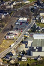 Aerial view, petrol station AVIA Mikus Nuttlar, federal road B7, Bestwig, North Rhine-Westphalia,
