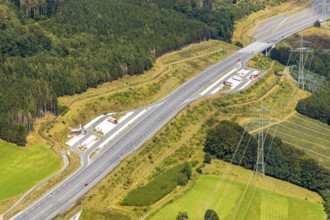 Aerial view, rest area A46 Sengenberg, rest area A46 Alfert Nuttlar, Föckinghausen, Bestwig,