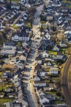 Aerial view, traffic volume federal road B7 in Bestwig Velmede, Bestwig, North Rhine-Westphalia,