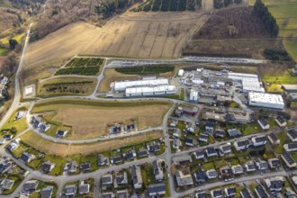 Aerial photo, Kapellenstraße industrial estate, Velmede-Bestwig volunteer fire brigade, Bestwig,