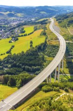 Aerial view, viaduct Nuttlar, motorway A46, rest area A46 Sengenberg, rest area A46 Alfert Nuttlar,