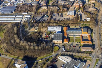 Aerial view, Technology and Start-up Centre Wattenscheid, colliery tower, winding tower, former