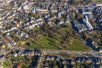 Aerial view, park memorial, construction site at the memorial monument, Westenfeld, Wattenscheid,