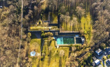 Aerial view, WasserWelten Bochum Hallenfreibad Höntrop, Am Südpark, Höntrop, Bochum, Ruhr area,