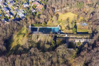 Aerial view, WasserWelten Bochum Hallenfreibad Höntrop, Am Südpark, Höntrop, Bochum, Ruhr area,