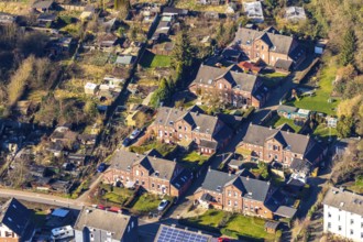 Aerial view, housing estate Am Ruhrort, terraced houses, workers' housing estate, colliery houses