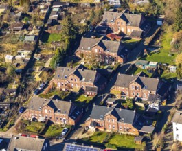 Aerial view, housing estate Am Ruhrort, terraced houses, workers' housing estate, colliery houses