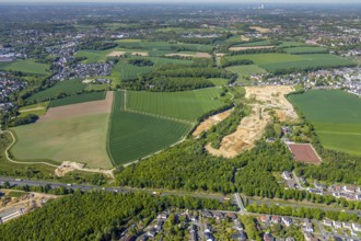 Aerial view, construction site Harpener Bach, Harpener Hellweg, Werne, Bochum, Ruhr area, North