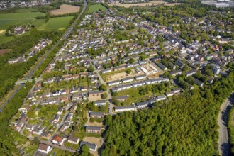 Aerial view, construction site, new build flats Im Nörenberger Feld, Werne, Bochum, Ruhr area,