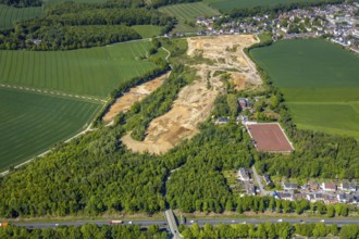 Aerial view, construction site Harpener Bach, Harpener Hellweg, Werne, Bochum, Ruhr area, North