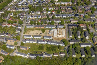 Aerial view, construction site, new build flats Im Nörenberger Feld, Werne, Bochum, Ruhr area,