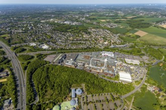 Aerial view, motorway junction Bochum, Ruhr Park shopping centre, Medi Therme, Bochum, Ruhr area,