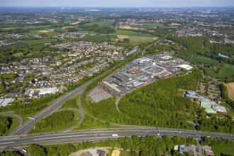 Aerial view, motorway junction Bochum, Ruhr Park shopping centre, Medi Therme, Bochum, Ruhr area,