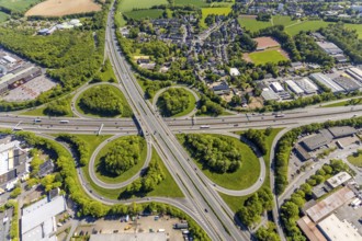 Aerial photo, motorway junction Bochum, Bochum, Ruhr area, North Rhine-Westphalia, Germany,