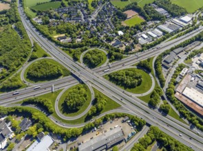 Aerial photo, motorway junction Bochum, Bochum, Ruhr area, North Rhine-Westphalia, Germany,