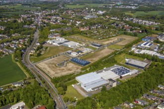 Aerial view, construction site, new industrial estate An der Salzstraße, district Hiltrop, Bochum,