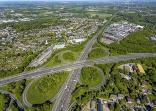 Aerial view, motorway junction Bochum, Ruhr Park shopping centre, Bochum, Ruhr area, North