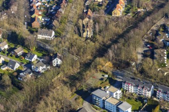 Aerial view, planned cycle path on former railway line, road subway Parkstraße Aschenbruch,