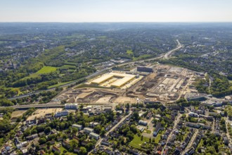 Aerial view, new construction DHL logistics parcel centre, former Opel site, former Opel