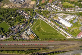 Aerial view, RUHR REAL GEWERBEPARK, Auf den Holln, park, Bochum, Ruhr area, North Rhine-Westphalia,
