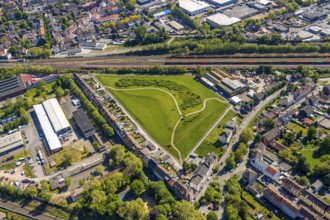 Aerial view, RUHR REAL GEWERBEPARK, Auf den Holln, park, Bochum, Ruhr area, North Rhine-Westphalia,