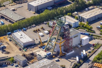 Aerial view, former Robert Müser colliery, winding tower, Werne, Bochum, Ruhr area, North
