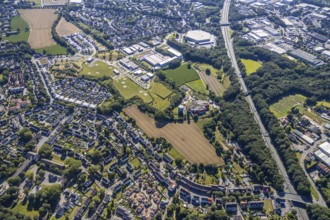 Aerial view, industrial park Hiltrop, Bochum, Ruhr area, North Rhine-Westphalia, Germany, DE,