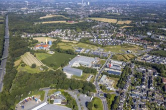Aerial view, industrial park Hiltrop, Bochum, Ruhr area, North Rhine-Westphalia, Germany, DE,