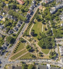 Aerial view, renovation of the park at the memorial, Bochum-Wattenscheid, Ruhr area, North