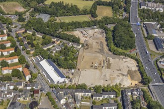 Aerial view, Berliner Straße, planned DIY store with garden centre, motorway A40, junction