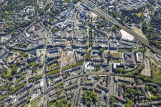 Aerial view, overview Bochum city centre vertical with Hans-Böckler-Straße, Viktoriastraße and old