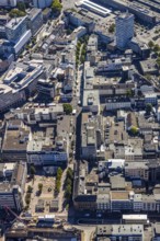 Aerial view, pedestrian zone Huestraße, old justice area, Viktoriastraße, Gleisdreieck, Bochum,