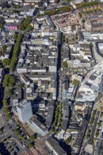 Aerial view, pedestrian zone Huestraße, old justice area, Viktoriastraße, Gleisdreieck, Bochum,