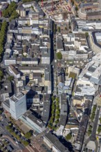 Aerial view, pedestrian zone Huestraße, old justice area, Viktoriastraße, Gleisdreieck, Bochum,