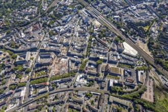 Aerial view, overview Bochum city centre vertical with Hans-Böckler-Straße, Viktoriastraße and old