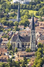 Aerial view, Cathedral St. Ludgerus Billerbeck, parish church St. Johann, Billerbeck, Münsterland,