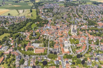 Aerial view, Cathedral of St. Ludgerus Billerbeck, parish church of St. Johann, town centre,