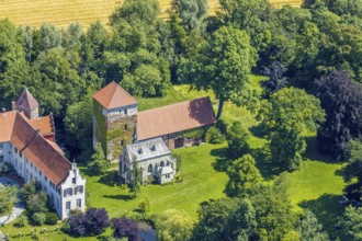 Aerial photograph, Haus Hameren, former moated castle, Billerbeck, Münsterland, North