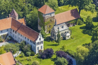 Aerial photograph, Haus Hameren, former moated castle, Billerbeck, Münsterland, North