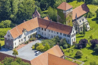 Aerial photograph, Haus Hameren, former moated castle, Billerbeck, Münsterland, North